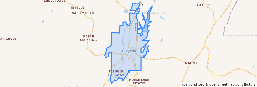 Mapa de ubicacion de LaFayette.