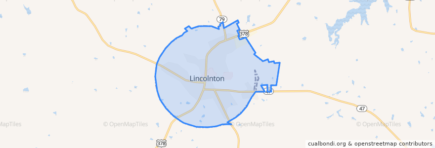 Mapa de ubicacion de Lincolnton.