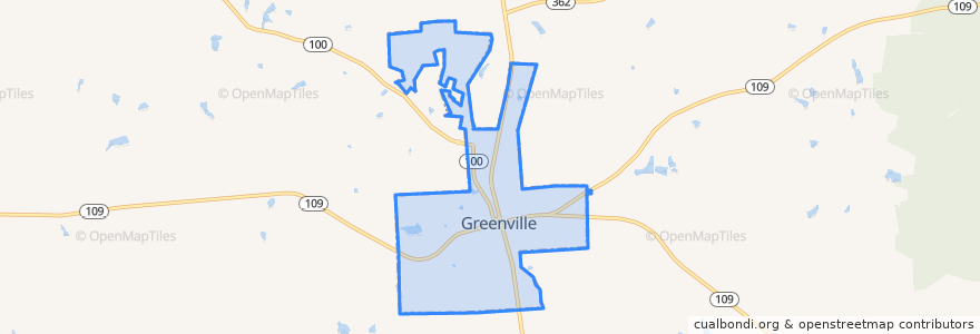 Mapa de ubicacion de Greenville.