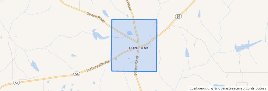 Mapa de ubicacion de Lone Oak.