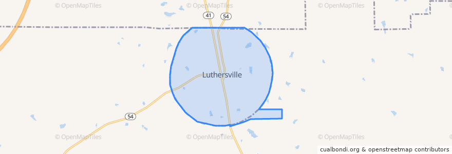 Mapa de ubicacion de Luthersville.