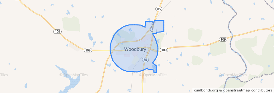 Mapa de ubicacion de Woodbury.