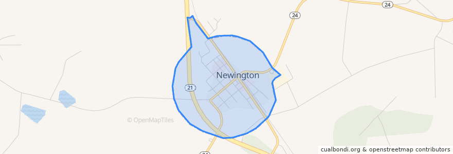 Mapa de ubicacion de Newington.