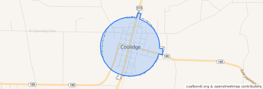 Mapa de ubicacion de Coolidge.