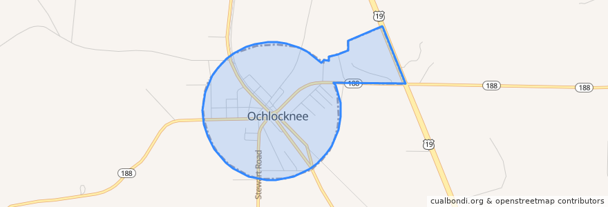 Mapa de ubicacion de Ochlocknee.