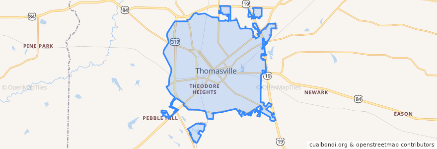 Mapa de ubicacion de Thomasville.