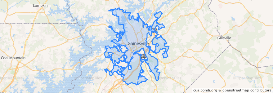 Mapa de ubicacion de Gainesville.