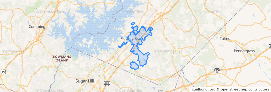 Mapa de ubicacion de Flowery Branch.