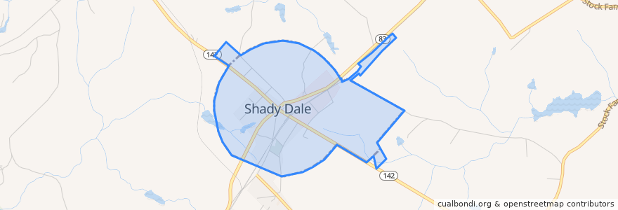 Mapa de ubicacion de Shady Dale.