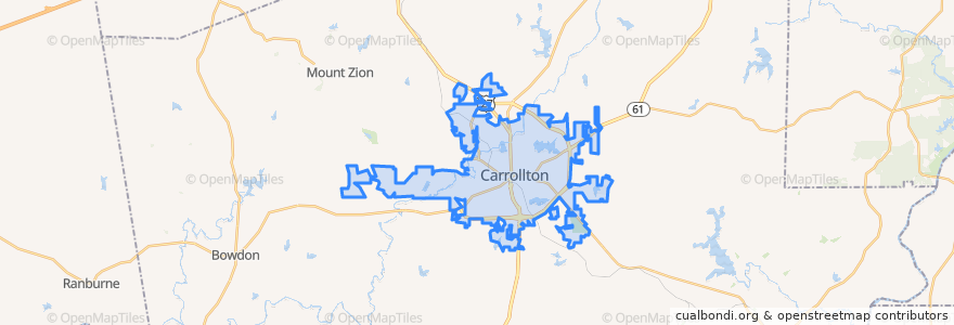 Mapa de ubicacion de Carrollton.