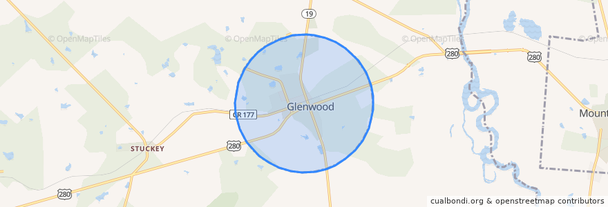 Mapa de ubicacion de Glenwood.