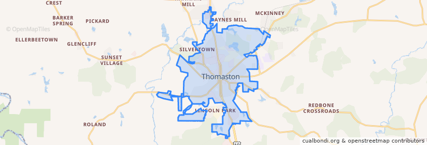 Mapa de ubicacion de Thomaston.