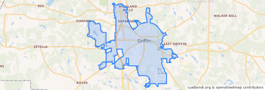 Mapa de ubicacion de Griffin.