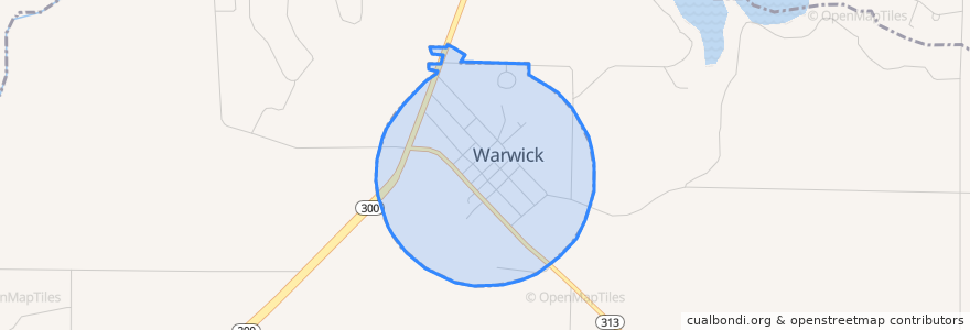 Mapa de ubicacion de Warwick.