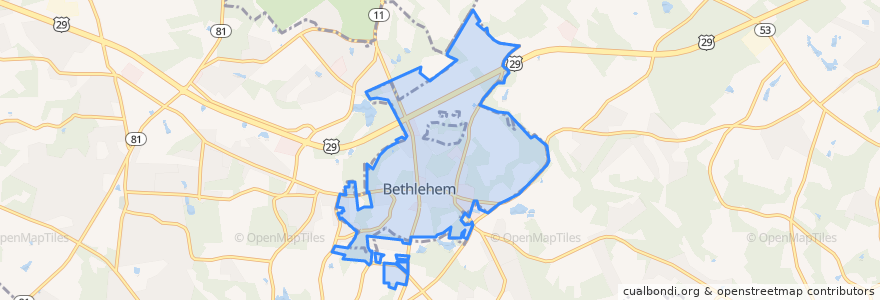 Mapa de ubicacion de Bethlehem.