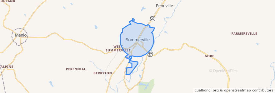 Mapa de ubicacion de Summerville.