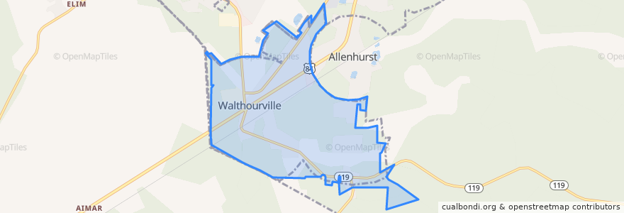 Mapa de ubicacion de Walthourville.