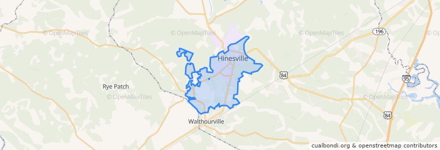 Mapa de ubicacion de Hinesville.