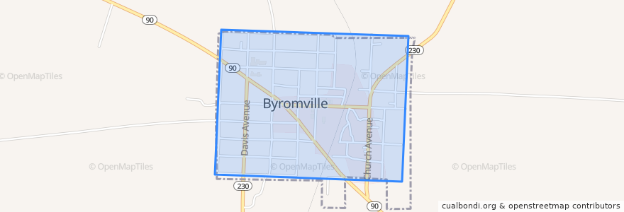 Mapa de ubicacion de Byromville.