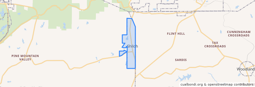 Mapa de ubicacion de Shiloh.