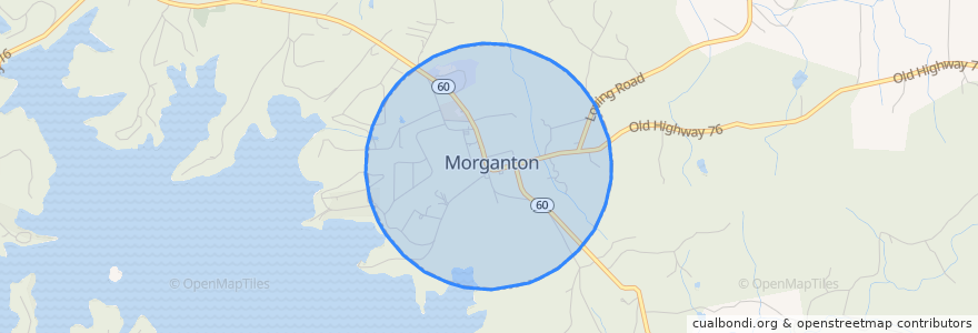 Mapa de ubicacion de Morganton.