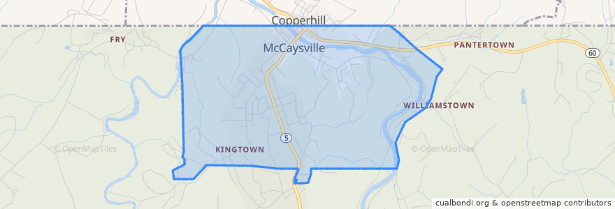 Mapa de ubicacion de McCaysville.