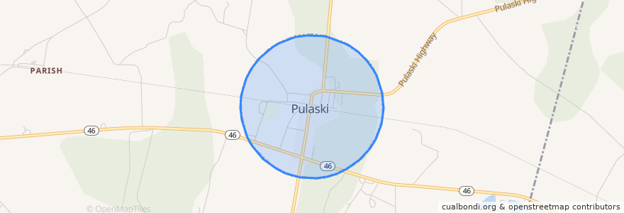 Mapa de ubicacion de Pulaski.