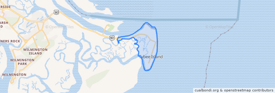 Mapa de ubicacion de Tybee Island.