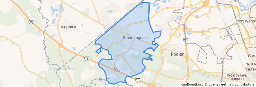 Mapa de ubicacion de Bloomingdale.