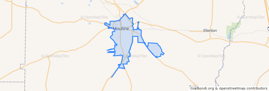 Mapa de ubicacion de Moultrie.