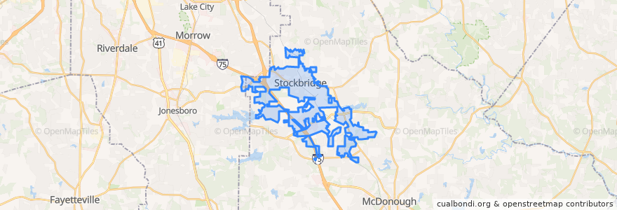 Mapa de ubicacion de Stockbridge.