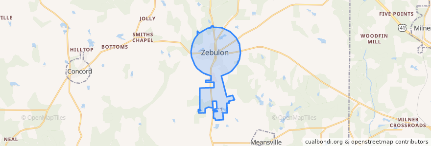 Mapa de ubicacion de Zebulon.