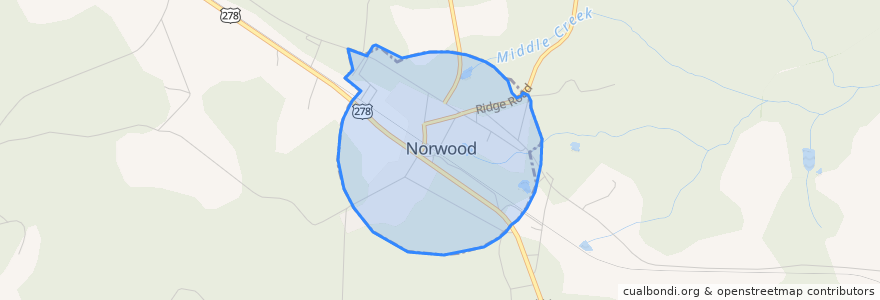 Mapa de ubicacion de Norwood.