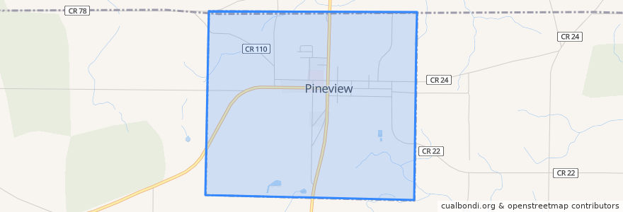 Mapa de ubicacion de Pineview.