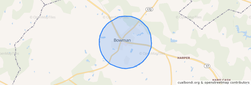 Mapa de ubicacion de Bowman.