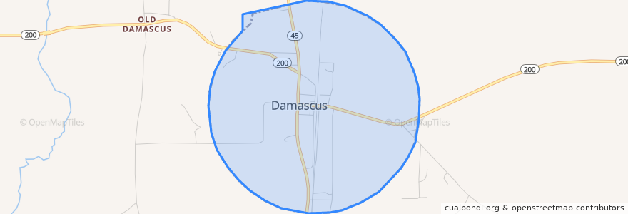 Mapa de ubicacion de Damascus.