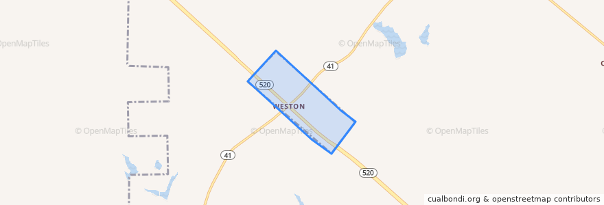 Mapa de ubicacion de Weston.