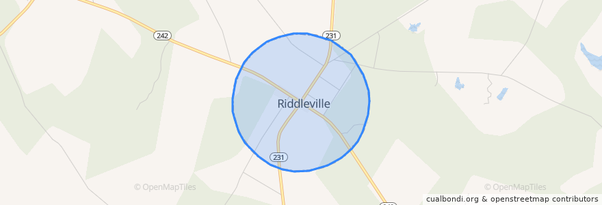 Mapa de ubicacion de Riddleville.