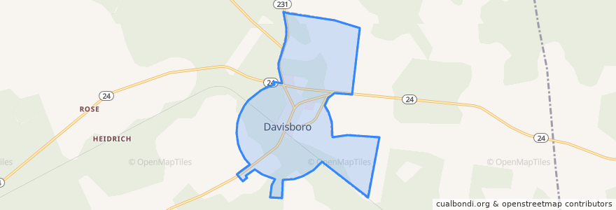 Mapa de ubicacion de Davisboro.