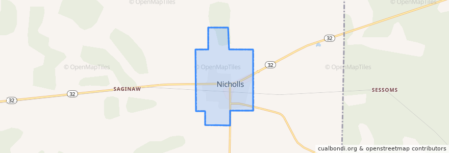 Mapa de ubicacion de Nicholls.