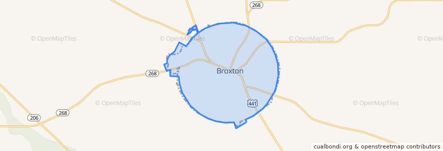 Mapa de ubicacion de Broxton.