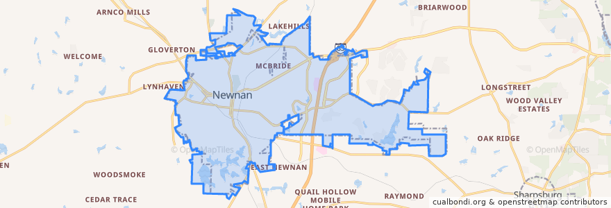 Mapa de ubicacion de Newnan.