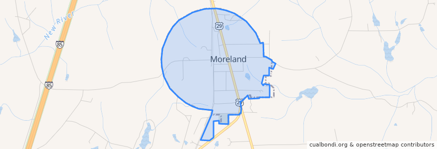 Mapa de ubicacion de Moreland.