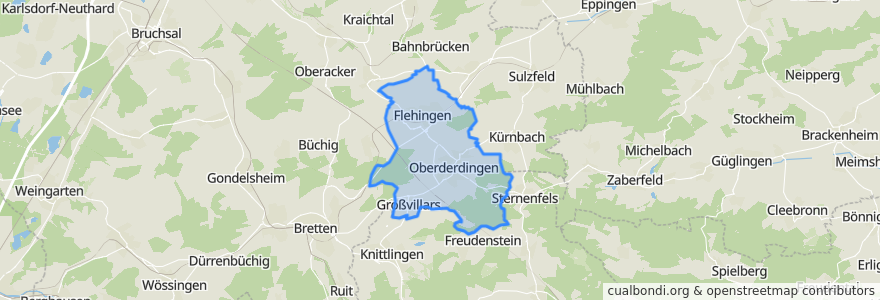 Mapa de ubicacion de Oberderdingen.