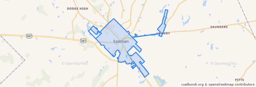 Mapa de ubicacion de Eastman.