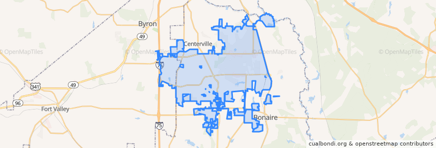 Mapa de ubicacion de Warner Robins.