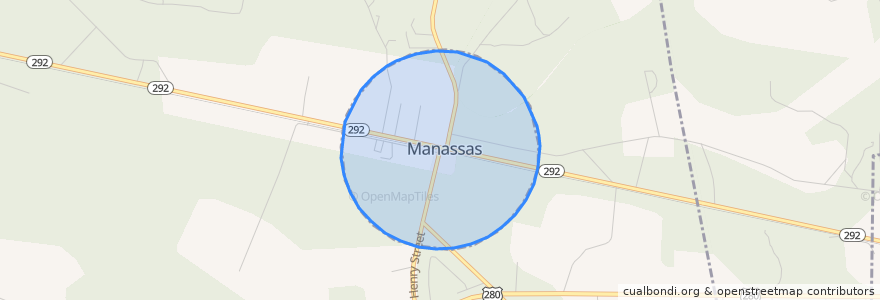 Mapa de ubicacion de Manassas.