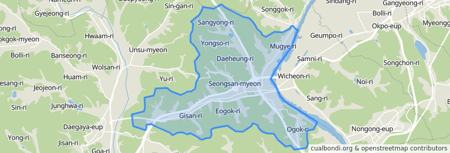 Mapa de ubicacion de 성산면.