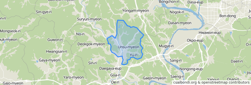 Mapa de ubicacion de 운수면.