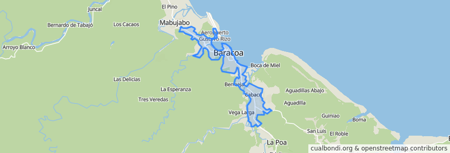 Mapa de ubicacion de Ciudad de Baracoa.